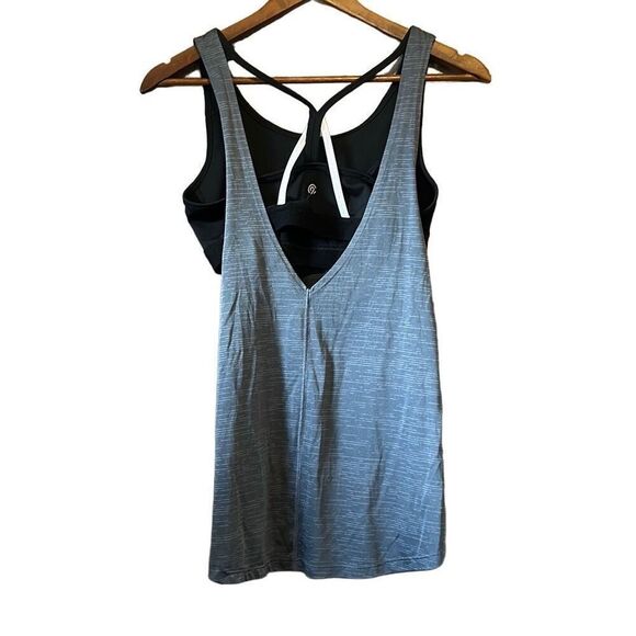 Champion Women's Gray Striped Tank Top with Built-In Sports Bra Athletic Workout - Picture 4 of 4